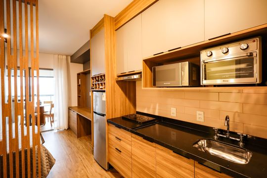 Cozinha de kitnet/studio para alugar com 1 quarto, 32m² em Santo Amaro, São Paulo