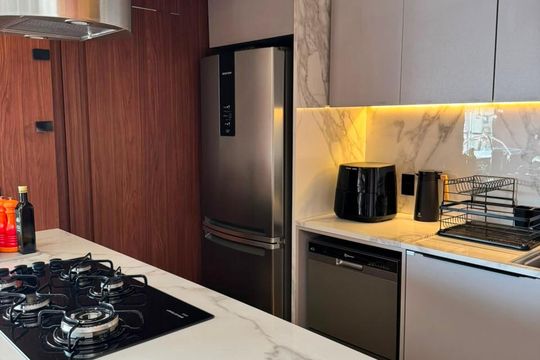 Cozinha de apartamento à venda com 3 quartos, 106m² em Vila Anastácio, São Paulo