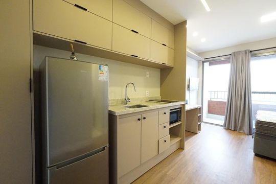 Cozinha de kitnet/studio para alugar com 1 quarto, 24m² em Vila Mariana, São Paulo