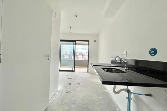 Cozinha de apartamento à venda com 1 quarto, 27m² em Vila Clementino, São Paulo