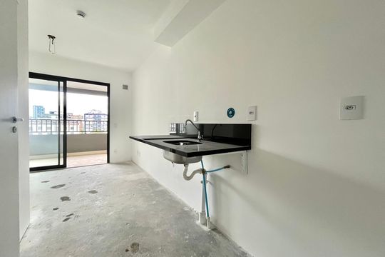 Cozinha de apartamento à venda com 1 quarto, 27m² em Vila Clementino, São Paulo