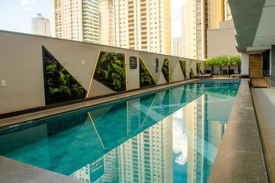 Área comum - Piscina de apartamento à venda com 1 quarto, 44m² em Setor Bueno, Goiânia