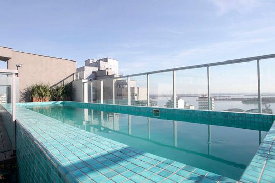 Área Comum - Rooftop Piscina de kitnet/studio à venda com 1 quarto, 23m² em Centro Histórico, Porto Alegre