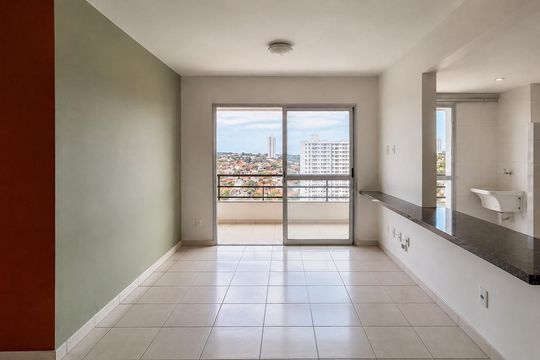 Sala - Cozinha de apartamento para alugar com 3 quartos, 76m² em Jardim Atlantico, Goiânia