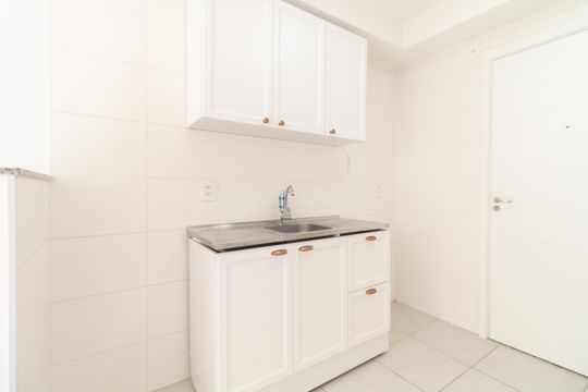 Cozinha de apartamento à venda com 1 quarto, 26m² em Barra Funda, São Paulo