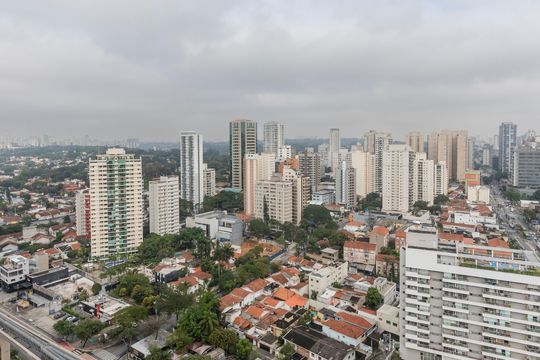 Vista da Varanda de kitnet/studio à venda com 1 quarto, 39m² em Campo Belo, São Paulo