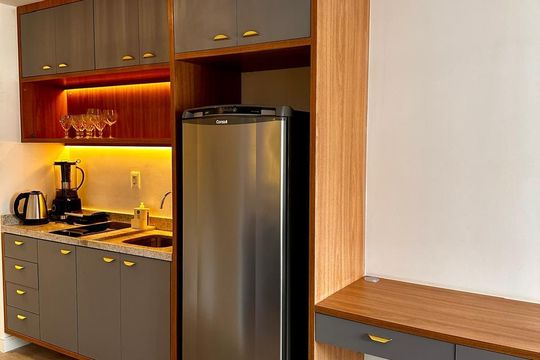 Cozinha de apartamento à venda com 1 quarto, 29m² em Vila Clementino, São Paulo
