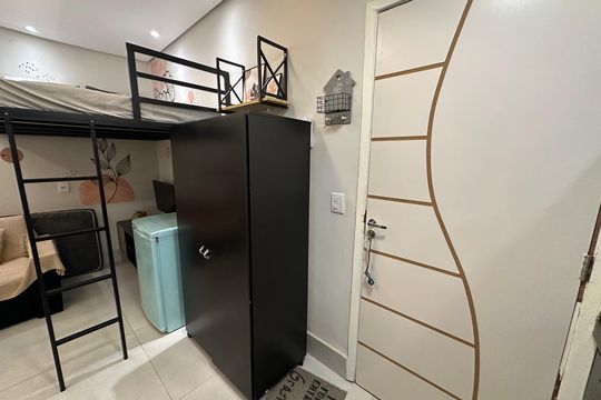 Cozinha de apartamento para alugar com 1 quarto, 15m² em Gonzaguinha, São Vicente