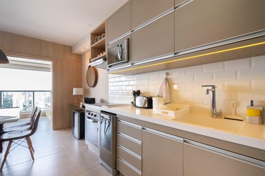 Cozinha de apartamento à venda com 1 quarto, 41m² em Brooklin, São Paulo