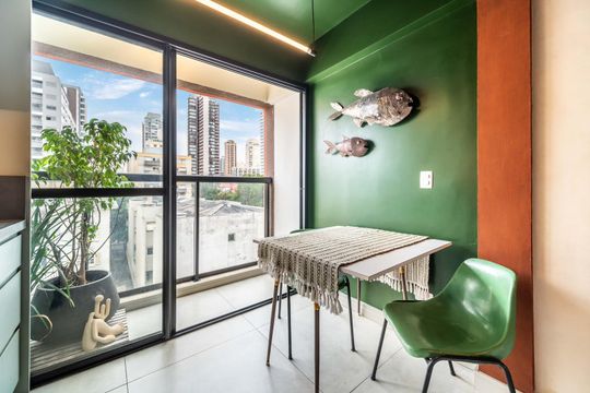 Cozinha de kitnet/studio para alugar com 1 quarto, 26m² em Pompeia, São Paulo