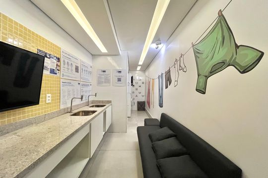 Área comum - Lavanderia  de kitnet/studio para alugar com 1 quarto, 29m² em Vila Clementino, São Paulo