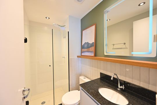 Banheiro Social de apartamento para alugar com 1 quarto, 26m² em Vila Clementino, São Paulo