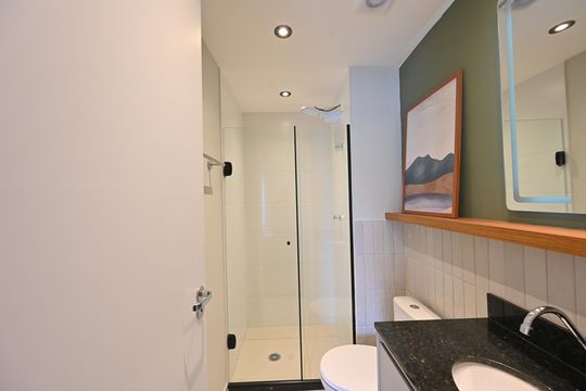 Banheiro Social de apartamento para alugar com 1 quarto, 26m² em Vila Clementino, São Paulo