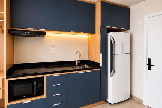 Cozinha de kitnet/studio à venda com 1 quarto, 28m² em Cidade Baixa, Porto Alegre