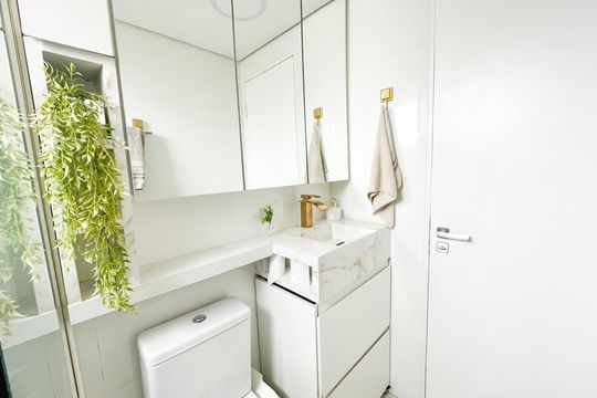 Banheiro de apartamento à venda com 2 quartos, 52m² em Parque Maria Domitila, São Paulo