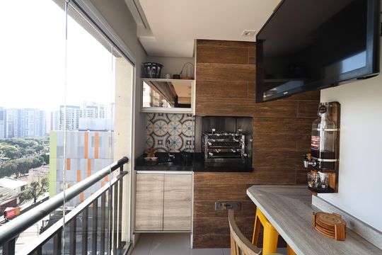 Varanda gourmet de apartamento à venda com 3 quartos, 96m² em Jardim, Santo André