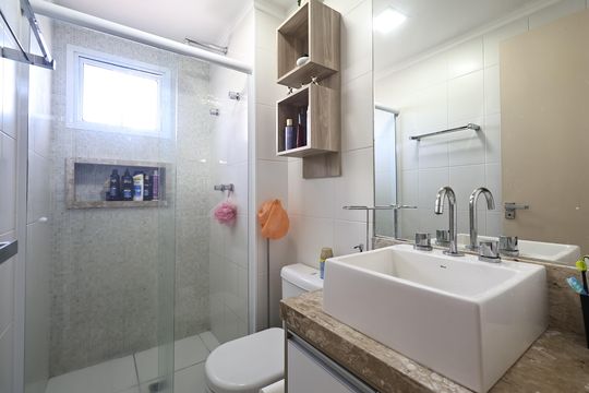 Banheiro da Suíte de apartamento à venda com 3 quartos, 96m² em Jardim, Santo André