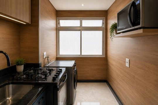 Cozinha de apartamento à venda com 2 quartos, 46m² em Parque Savoy City, São Paulo