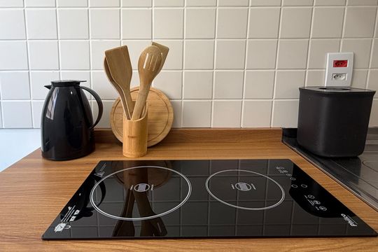 Cozinha e Área de Serviço de apartamento para alugar com 1 quarto, 28m² em José Menino, Santos