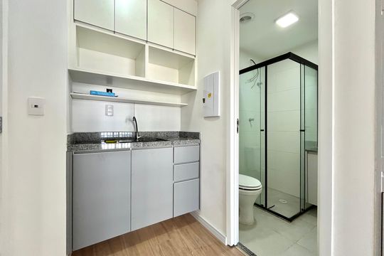 Cozinha de kitnet/studio para alugar com 1 quarto, 20m² em Vila Clementino, São Paulo