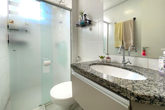 Banheiro de apartamento à venda com 2 quartos, 47m² em Salgado Filho, Belo Horizonte