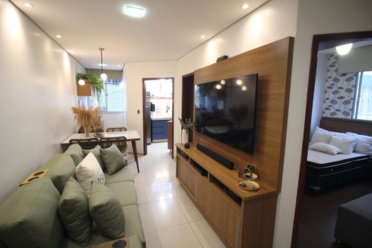Sala de apartamento à venda com 3 quartos, 70m² em Bairro da Glória, Contagem