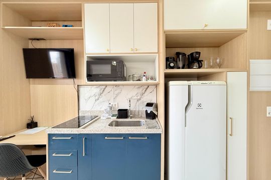 Cozinha de kitnet/studio para alugar com 1 quarto, 22m² em Santo Amaro, São Paulo