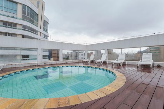 Área comum - Piscina de apartamento para alugar com 1 quarto, 58m² em Indianópolis, São Paulo