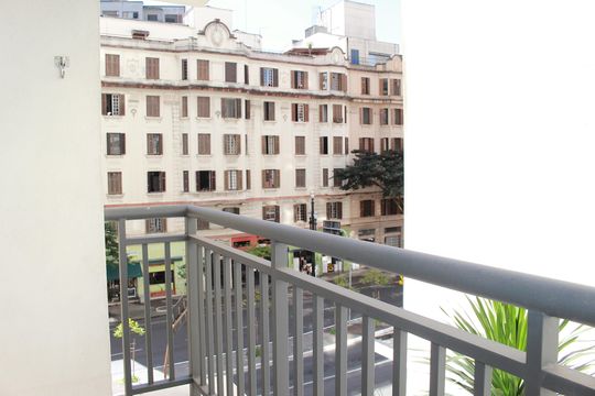 Varanda da Sala de apartamento à venda com 1 quarto, 41m² em República, São Paulo