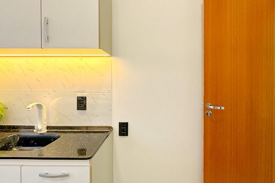 Cozinha de kitnet/studio para alugar com 1 quarto, 24m² em Ipiranga, São José