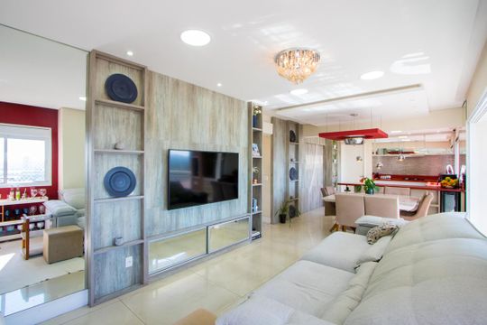 Sala de apartamento à venda com 3 quartos, 107m² em Vila Homero Thon, Santo André
