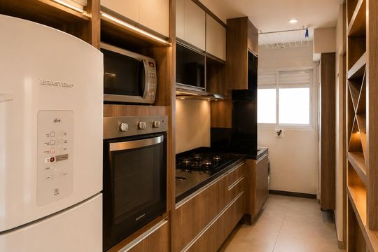 Cozinha de apartamento à venda com 3 quartos, 83m² em Retiro, Jundiaí