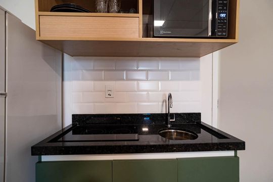 Cozinha de kitnet/studio para alugar com 1 quarto, 23m² em Centro Histórico de São Paulo, São Paulo