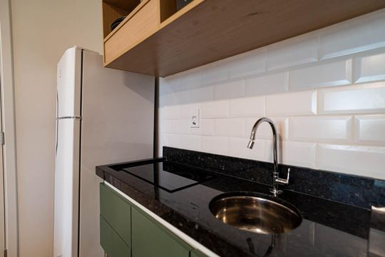 Cozinha de kitnet/studio para alugar com 1 quarto, 23m² em Centro Histórico de São Paulo, São Paulo