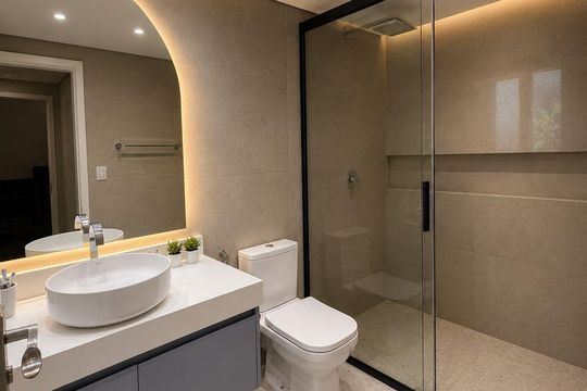 Banheiro de apartamento para alugar com 3 quartos, 140m² em Balneario Cidade Atlantica, Guarujá