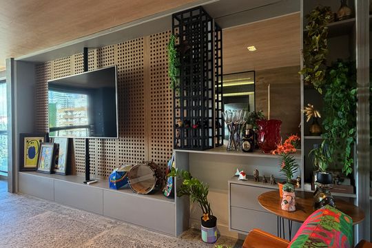 Sala de apartamento para alugar com 1 quarto, 54m² em Boqueirão, Santos
