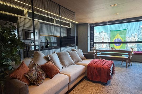 Sala de apartamento para alugar com 1 quarto, 54m² em Boqueirão, Santos