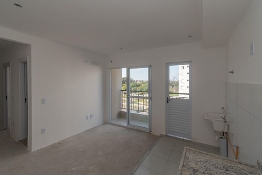 Sala/Cozinha e Area de Serviço  de apartamento à venda com 2 quartos, 46m² em Vila Yolanda Costa E Silva, Sumaré