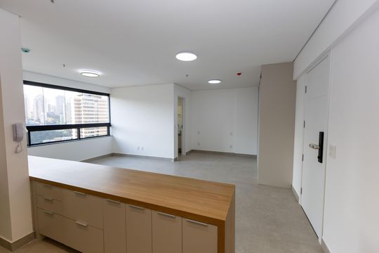 Cozinha de apartamento para alugar com 1 quarto, 43m² em Vale do Sereno, Nova Lima