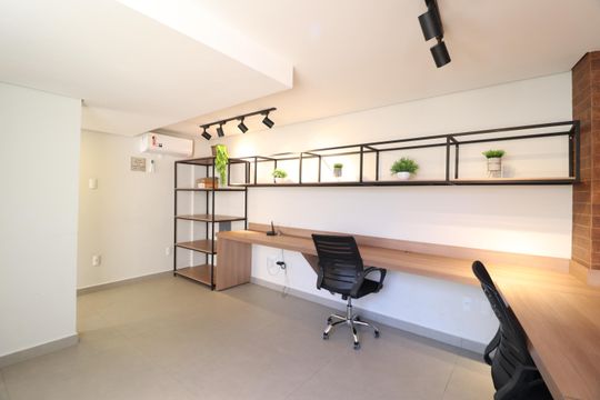 Área comum - Coworking de apartamento para alugar com 1 quarto, 28m² em Santa Mônica, Uberlândia
