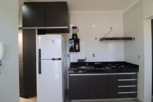 Cozinha de apartamento para alugar com 1 quarto, 28m² em Santa Mônica, Uberlândia