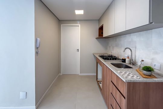 Cozinha de apartamento à venda com 2 quartos, 49m² em Pinheiros, São Paulo