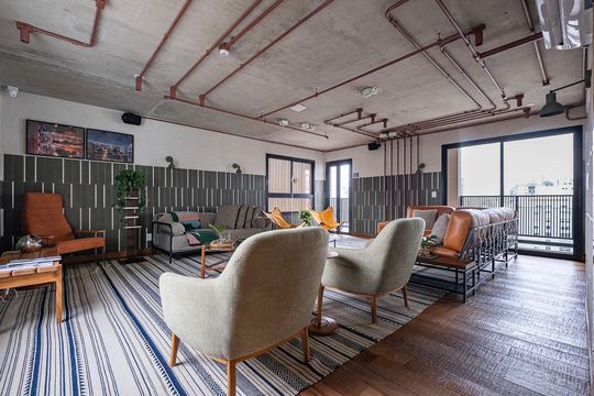 Área comum de kitnet/studio para alugar com 1 quarto, 18m² em Pinheiros, São Paulo