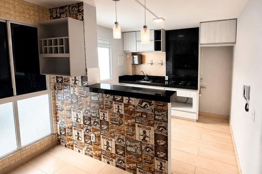 Cozinha de apartamento para alugar com 2 quartos, 42m² em Moinho dos Ventos, Goiânia
