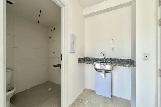 Cozinha de kitnet/studio à venda com 1 quarto, 19m² em Vila Clementino, São Paulo
