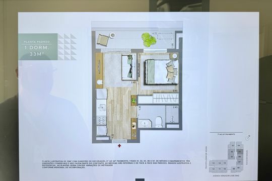 Planta Tipo Apartamento  de apartamento à venda com 1 quarto, 33m² em Brooklin, São Paulo
