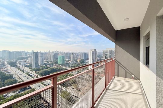 Sacada de apartamento à venda com 1 quarto, 33m² em Brooklin, São Paulo