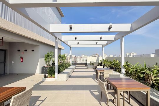 Churrasqueira  de kitnet/studio à venda com 1 quarto, 28m² em Brooklin, São Paulo
