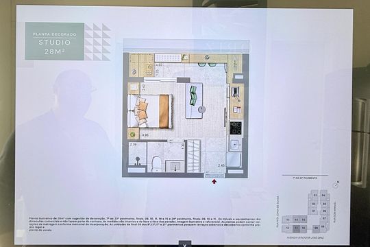 Planta Tipo Apartamento de kitnet/studio à venda com 1 quarto, 28m² em Brooklin, São Paulo