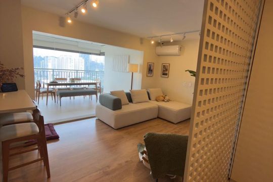 Sala de apartamento à venda com 3 quartos, 108m² em Jardim Caravelas, São Paulo